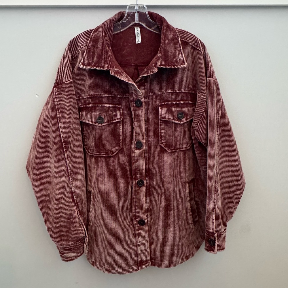 Zenana Oversized Premium Corduroy Button Frint Shacket. Size S.